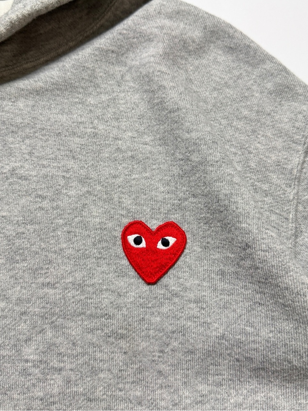 Comme des Garcons PLAY Gray Hoodie with Red Heart Patch - Picture 3 of 10